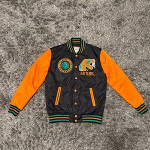 Small - FAMU Letterman-Style Satin Bomber Jacket